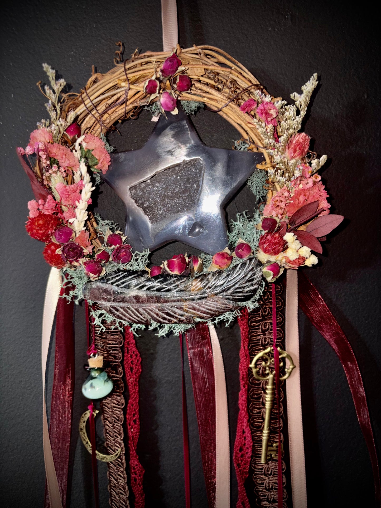 Rose Pentacle Witchbell Wreath