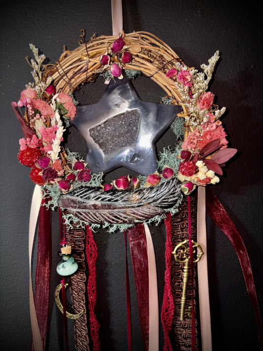 Rose Pentacle Witchbell Wreath