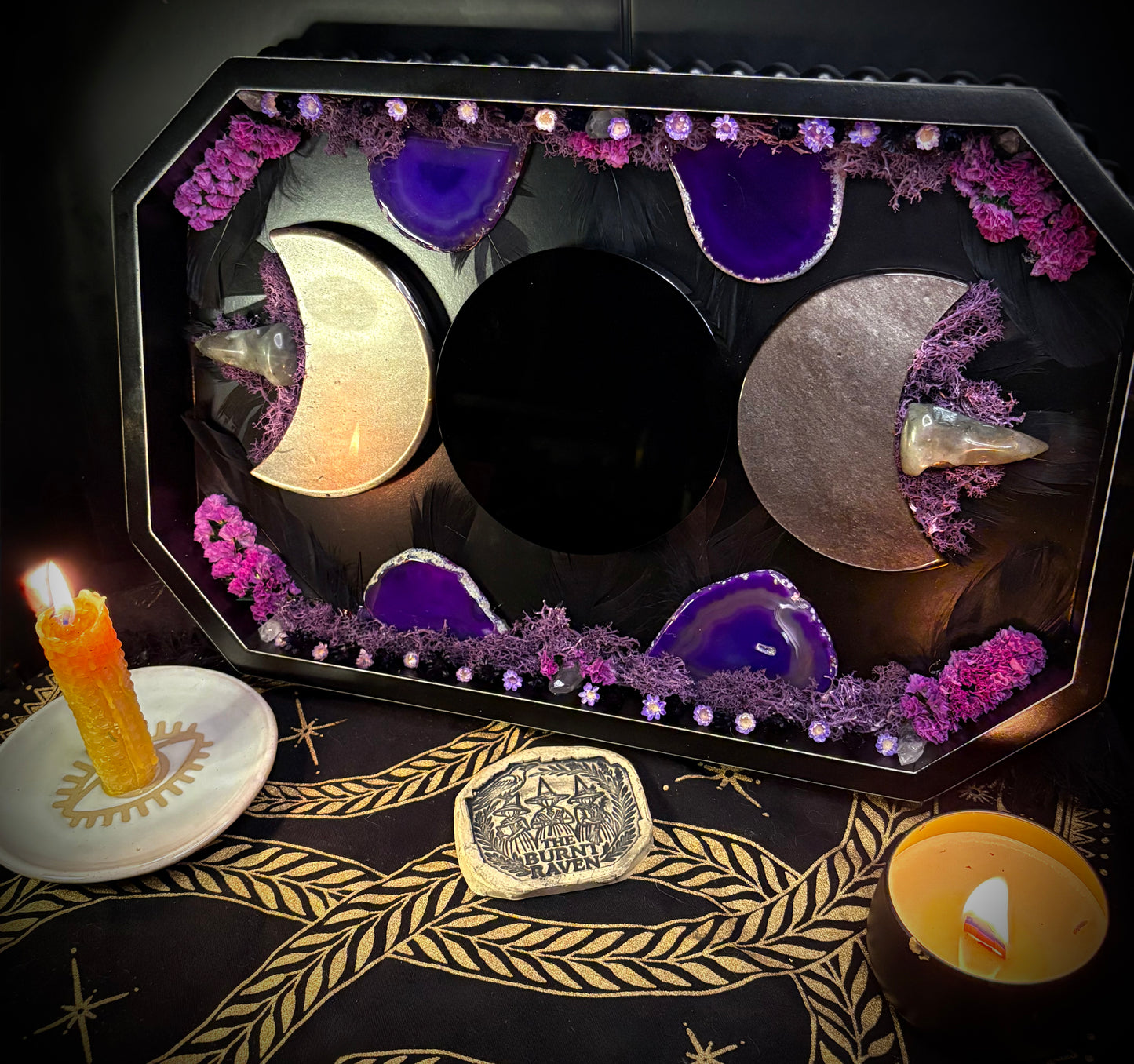 Raven Veil Triple Moon Scrying Mirror