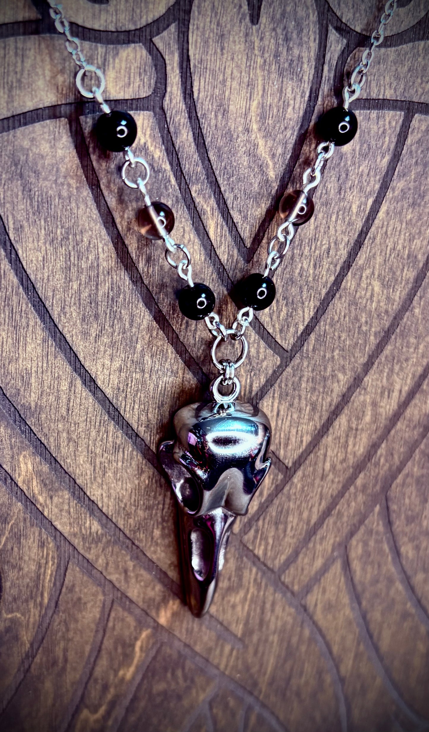 Midnight Raven Skull Necklace