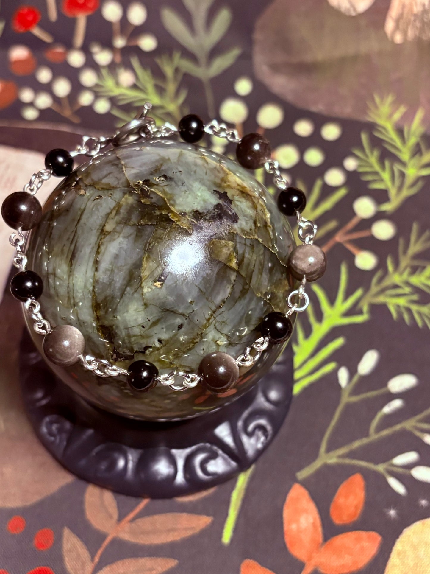 Silver Obsidian (Toggle Clasp Bracelet) — 7.5”