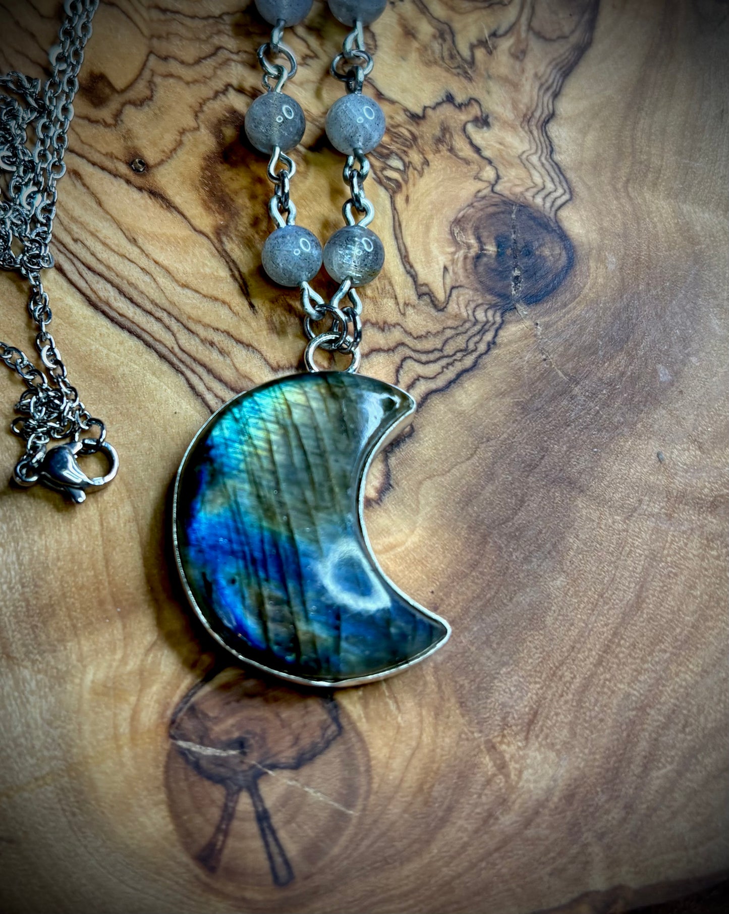 Labradorite Crescent Moon Necklace 5
