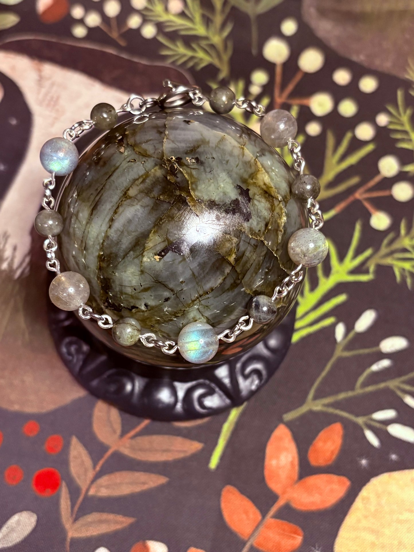 Labradorite Hand-Looped Bracelet (Toggle Clasp) — 7.5”