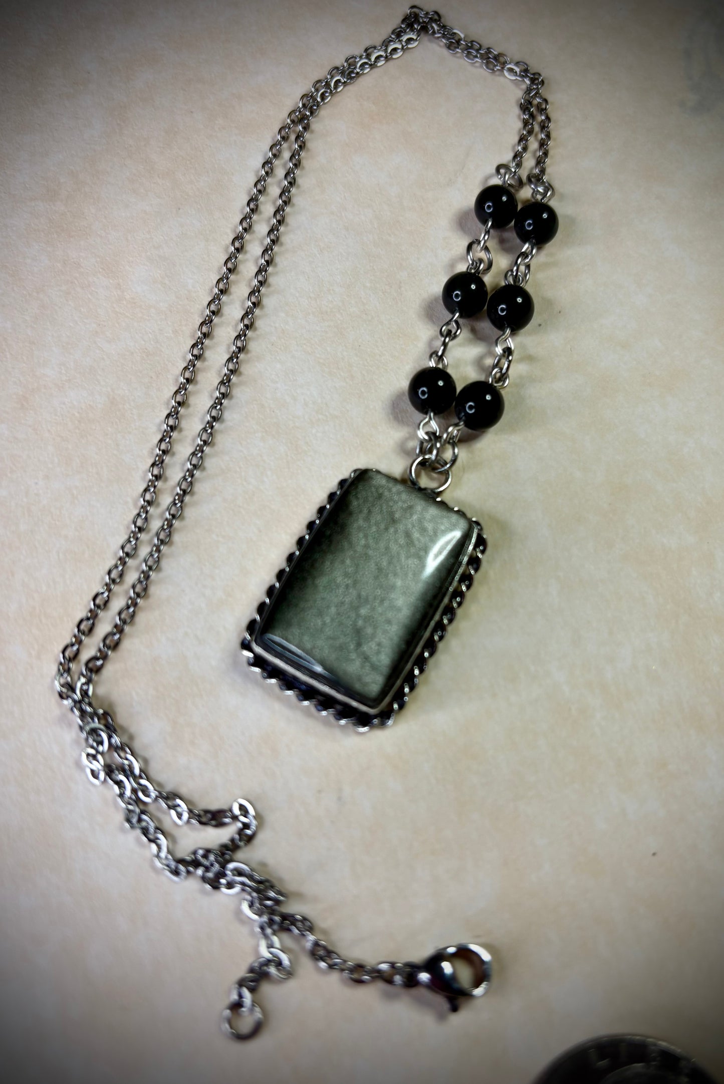 Silver Sheen Obsidian Necklace rectangle