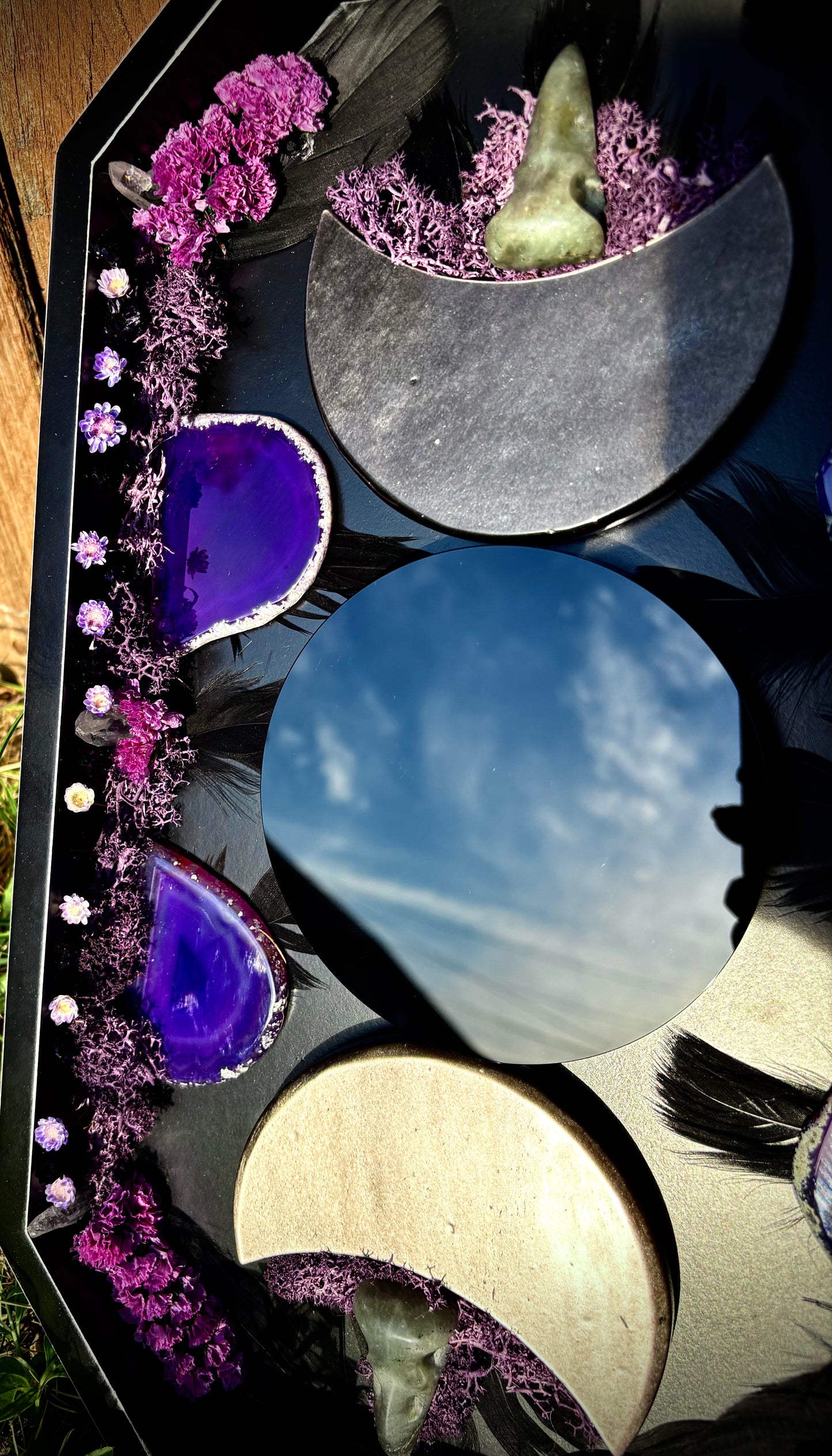 Raven Veil Triple Moon Scrying Mirror