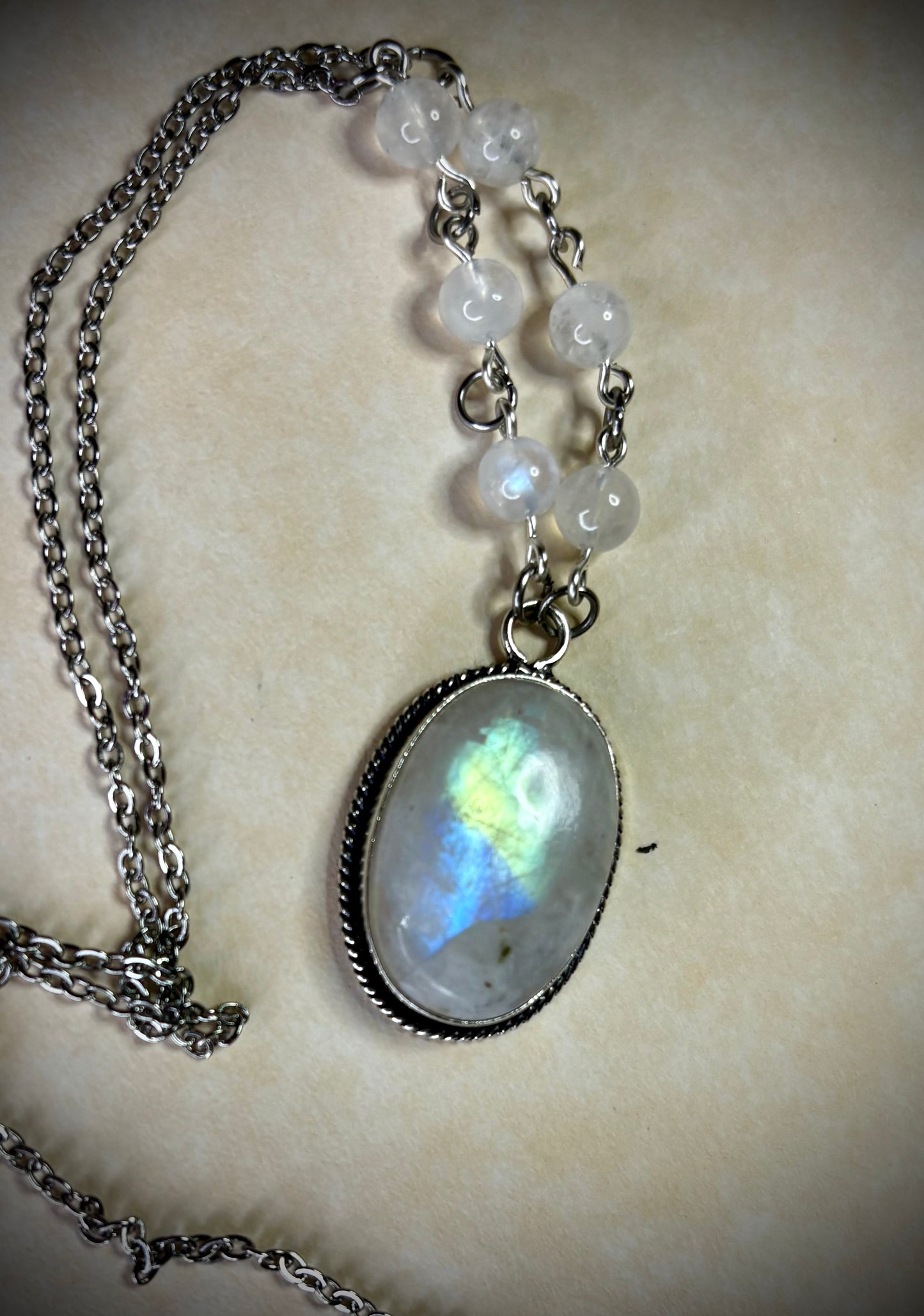 Rainbow Moonstone Oval Necklace 3