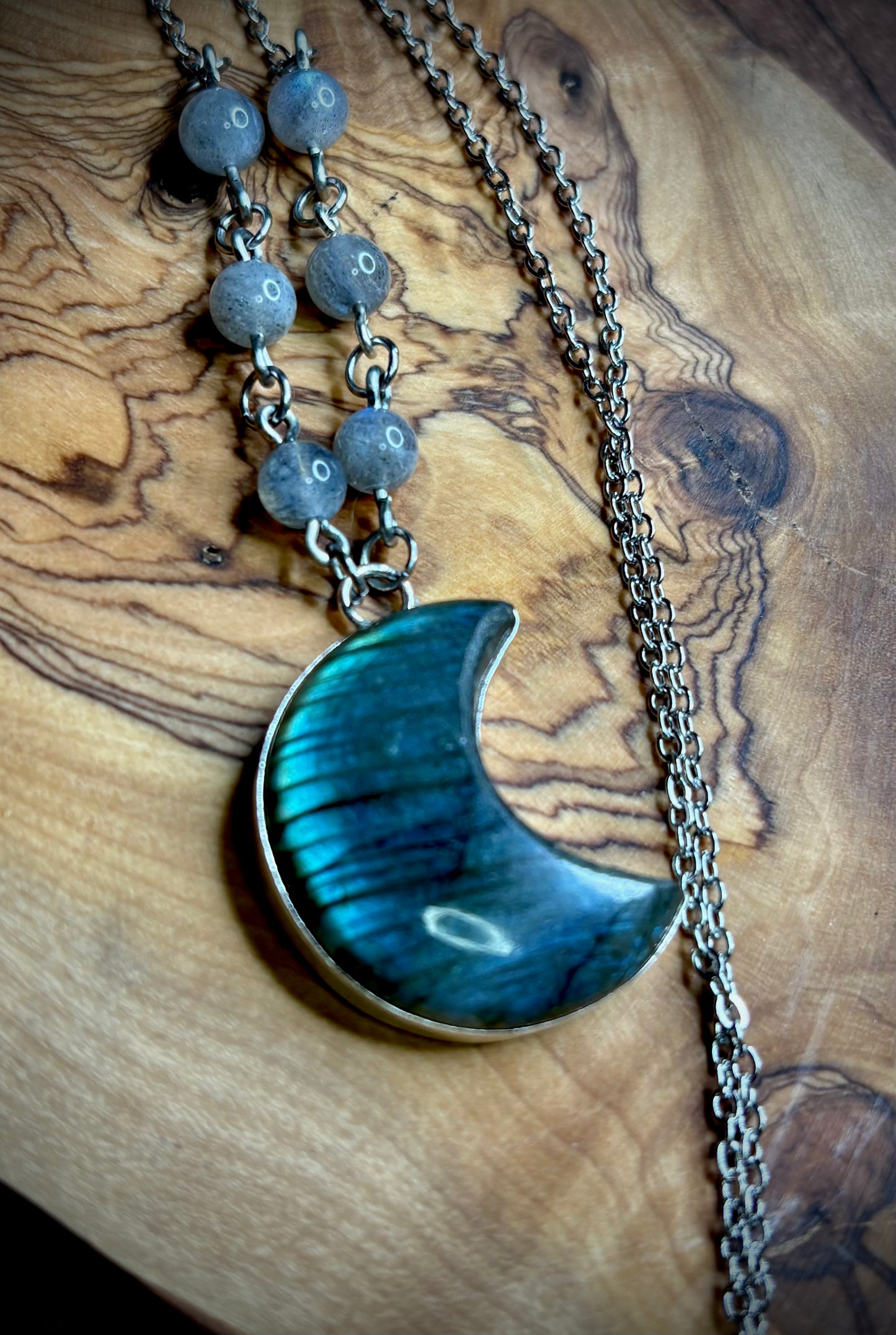 Labradorite Crescent Moon Necklace 4