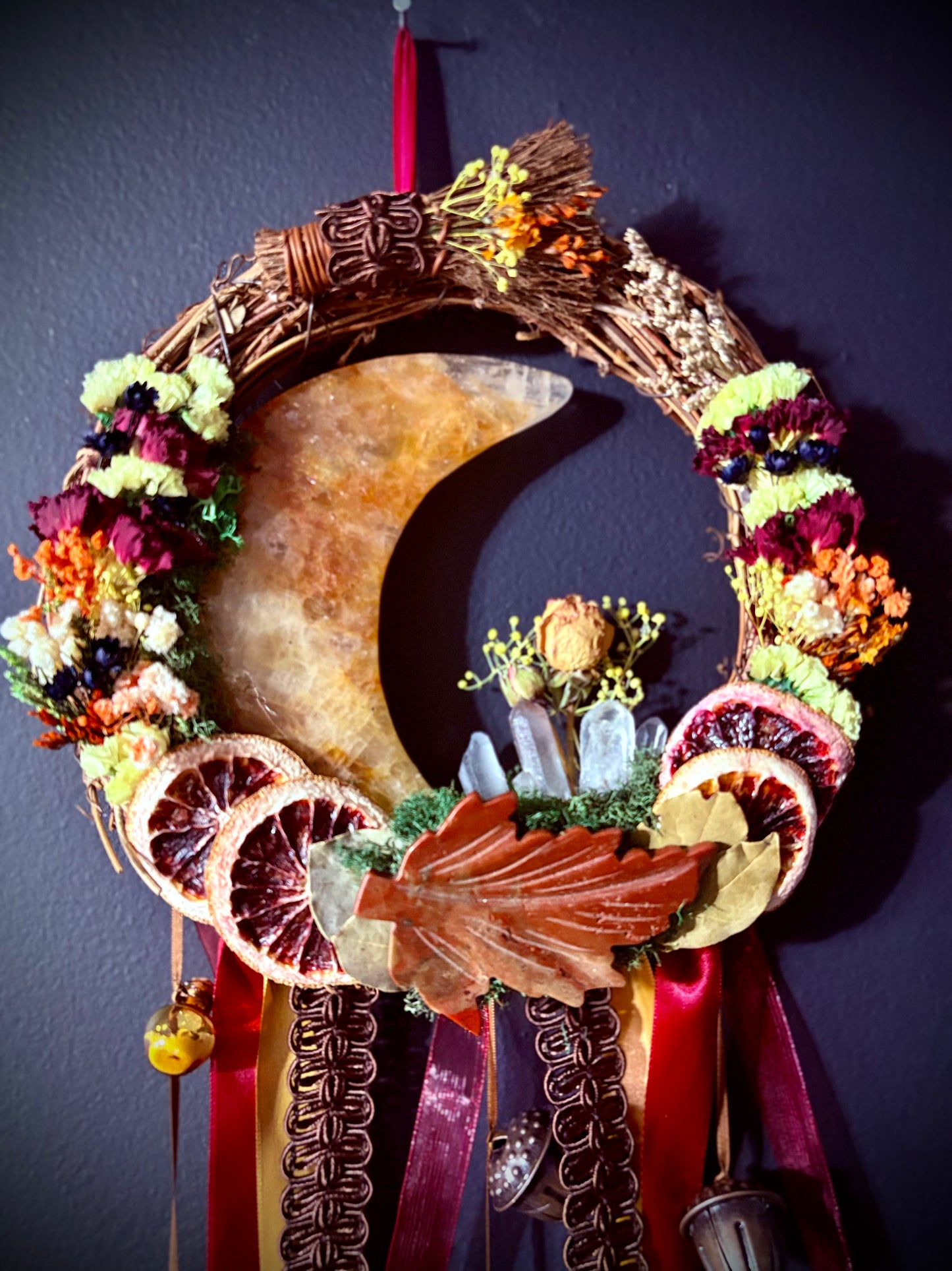 Golden Orchard Moon Witch Bell Wreath