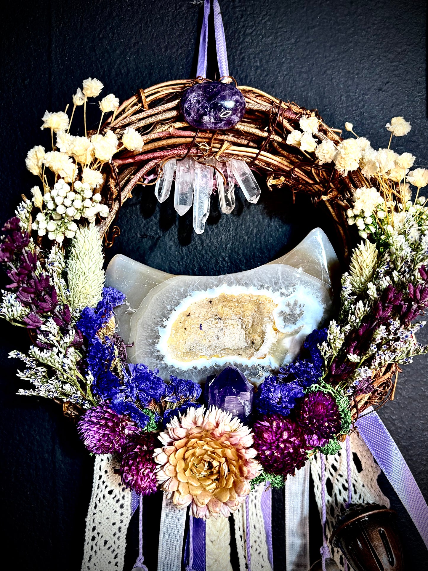 Lavender Moonward Witch Bell Wreath
