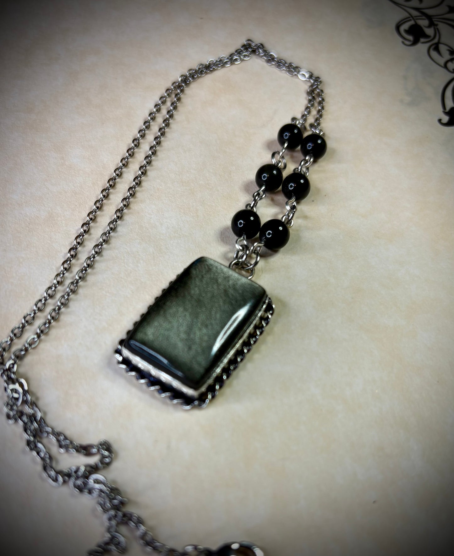 Silver Sheen Obsidian Necklace rectangle