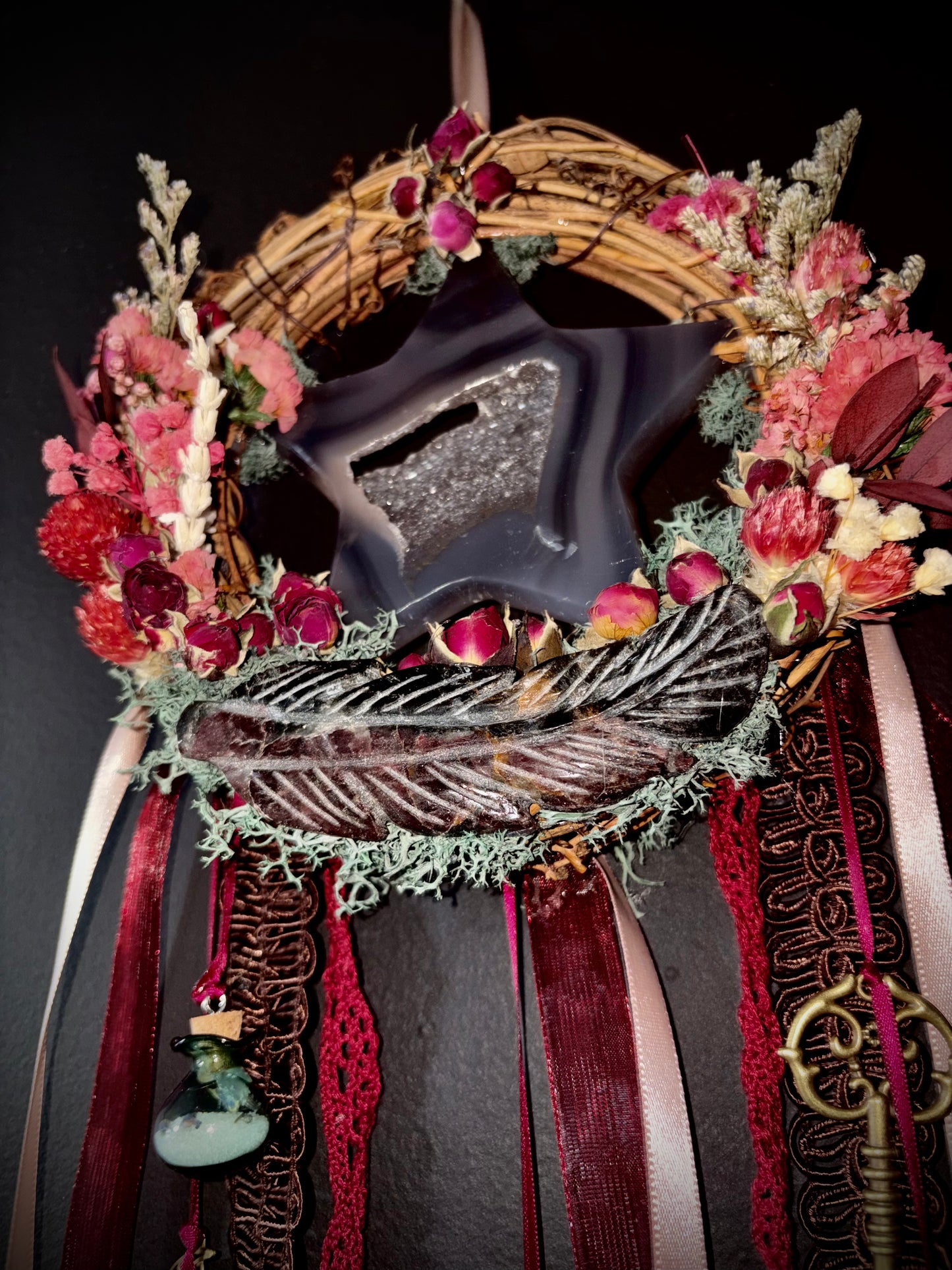 Rose Pentacle Witchbell Wreath