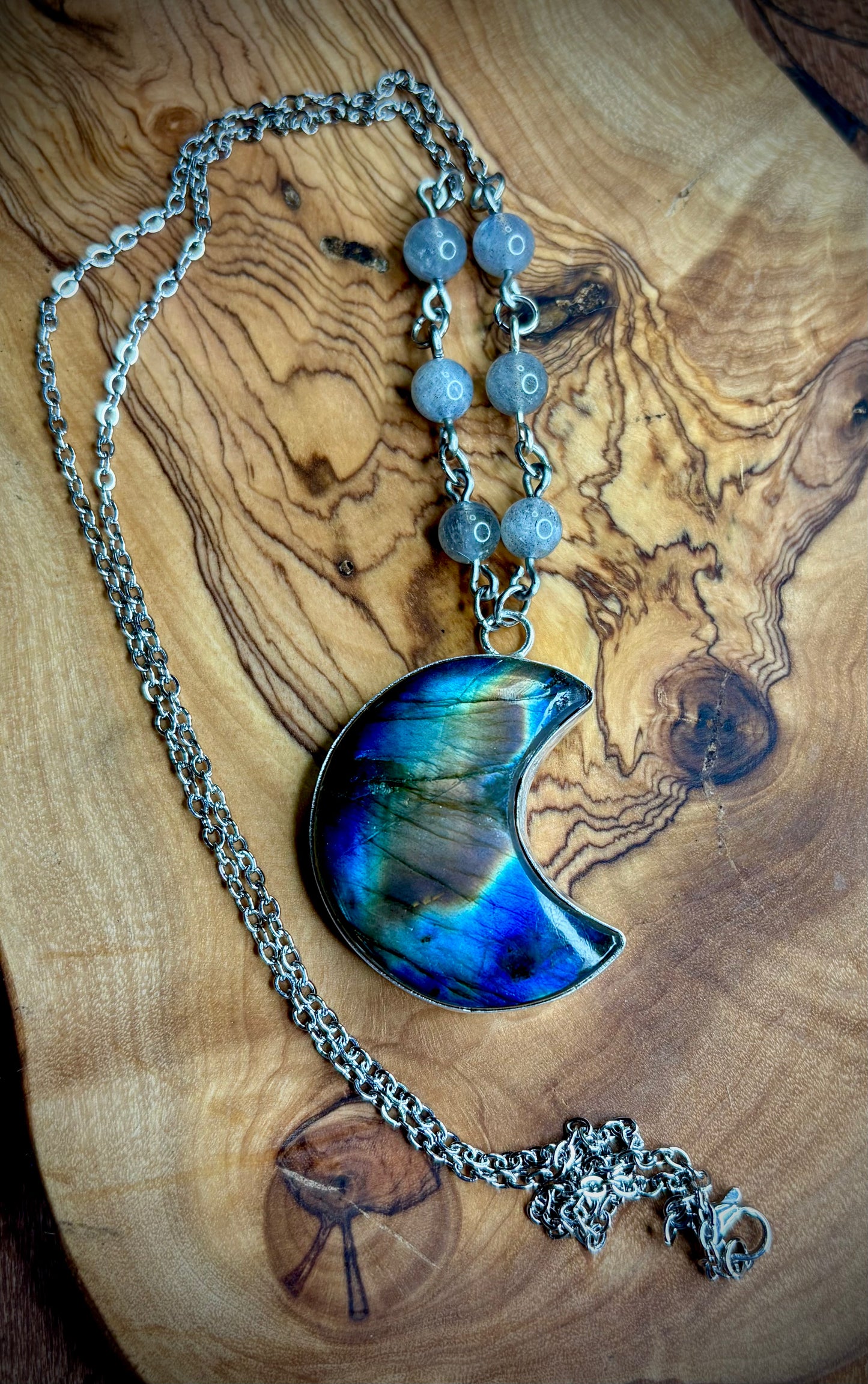 Labradorite Crescent Moon Necklace 1
