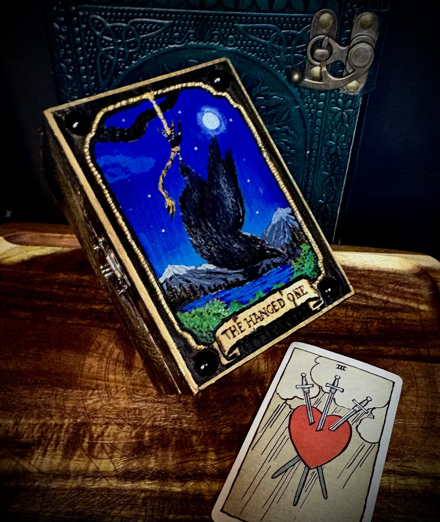 The Hanged One — Hand-Painted Tarot Card Box (Original Design)