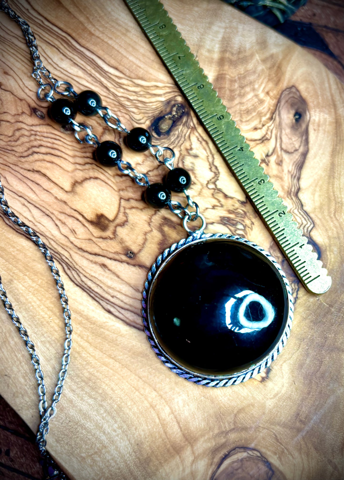 Large Round Rainbow Obsidian Necklace