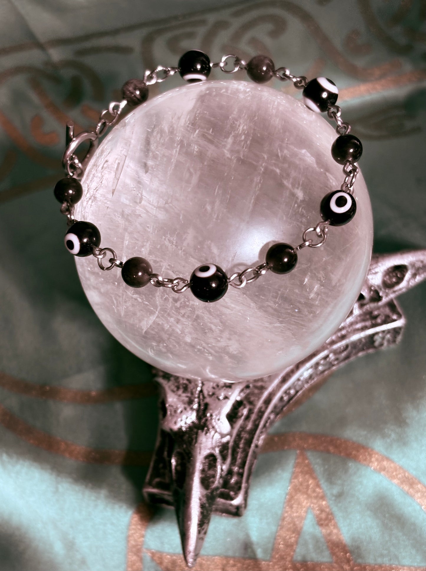 Nazar & Silver Sheen Obsidian Protection Bracelet