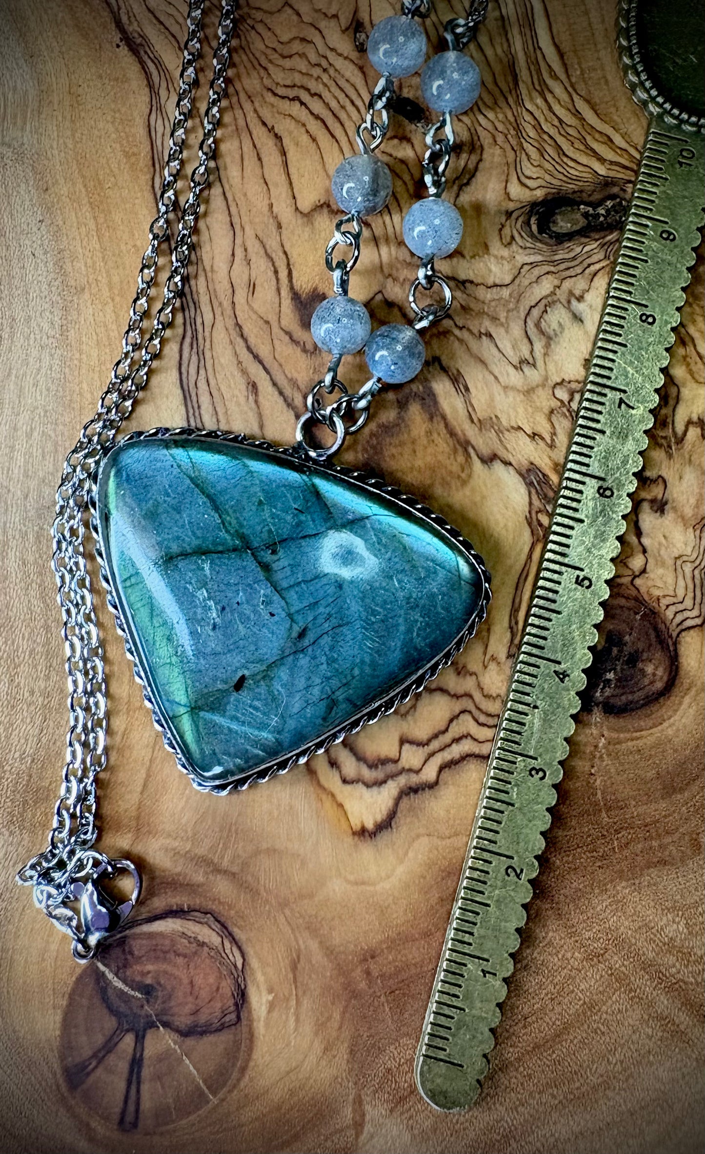 Large Blue-Green Labradorite Necklace