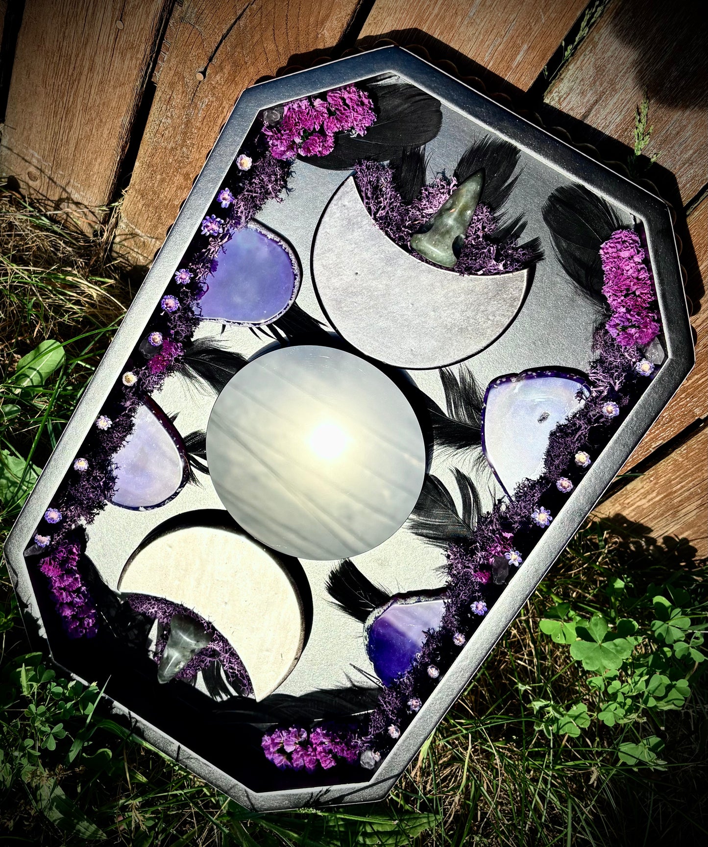 Raven Veil Triple Moon Scrying Mirror