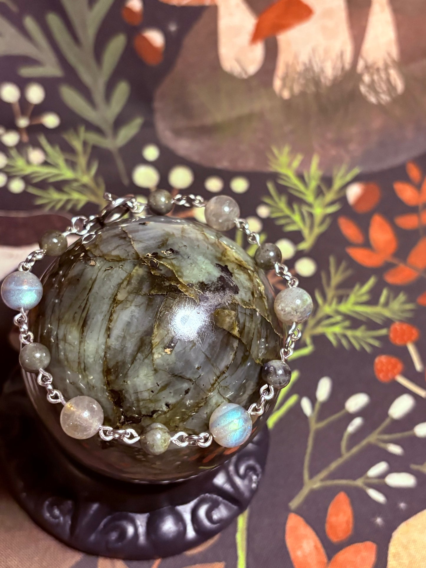 Labradorite Hand-Looped Bracelet (Toggle Clasp) — 7.5”