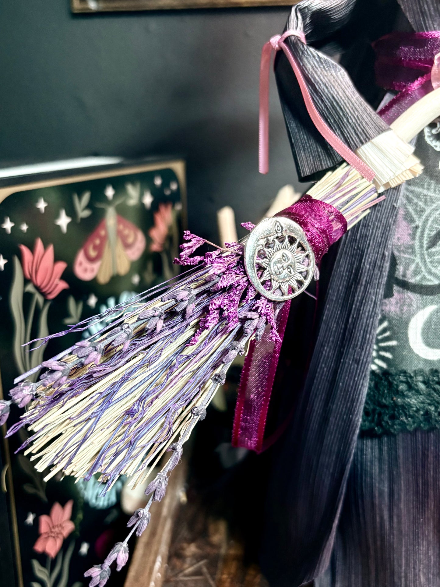 Crescent & Crystal — One-of-a-Kind Corn Husk Witch
