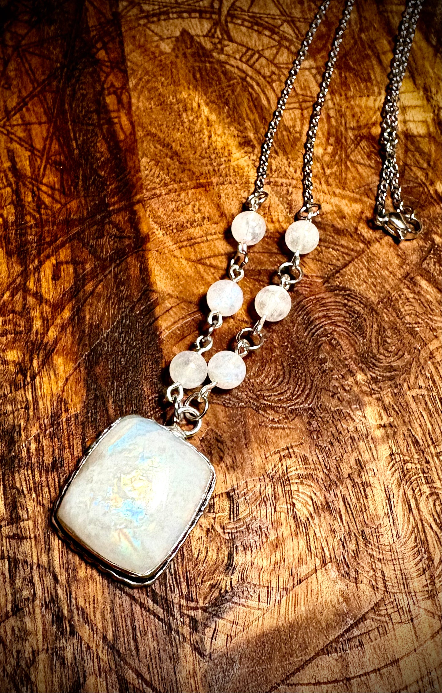 Soft Glow Moonstone Square Necklace