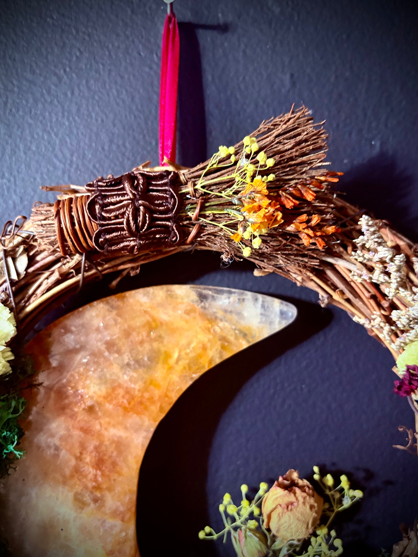 Golden Orchard Moon Witch Bell Wreath