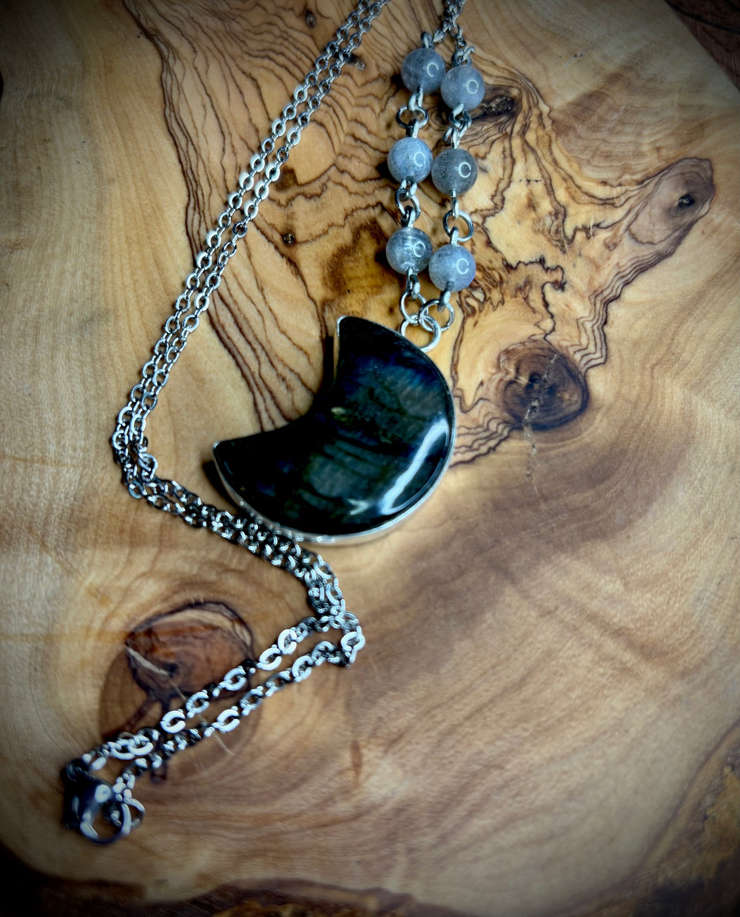 Labradorite Crescent Moon Necklace 2