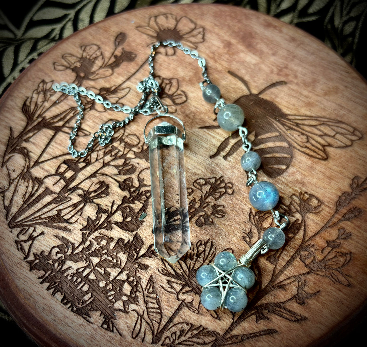 Burnt Raven x Magick Duke Quartz & Labradorite Pendulum