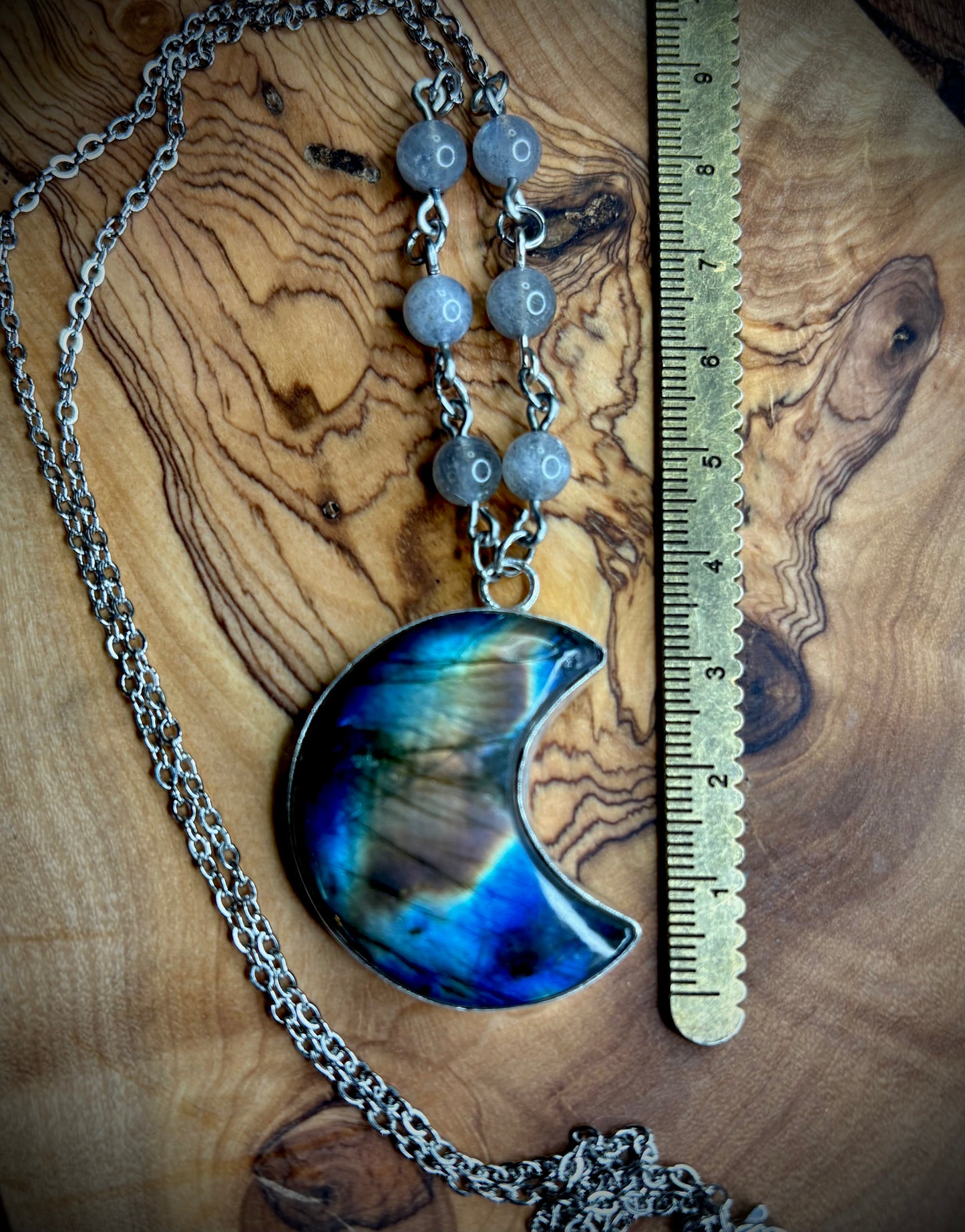 Labradorite Crescent Moon Necklace 1