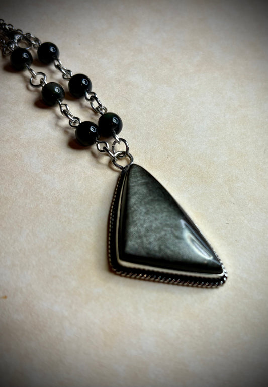 Silver Sheen Obsidian Necklace