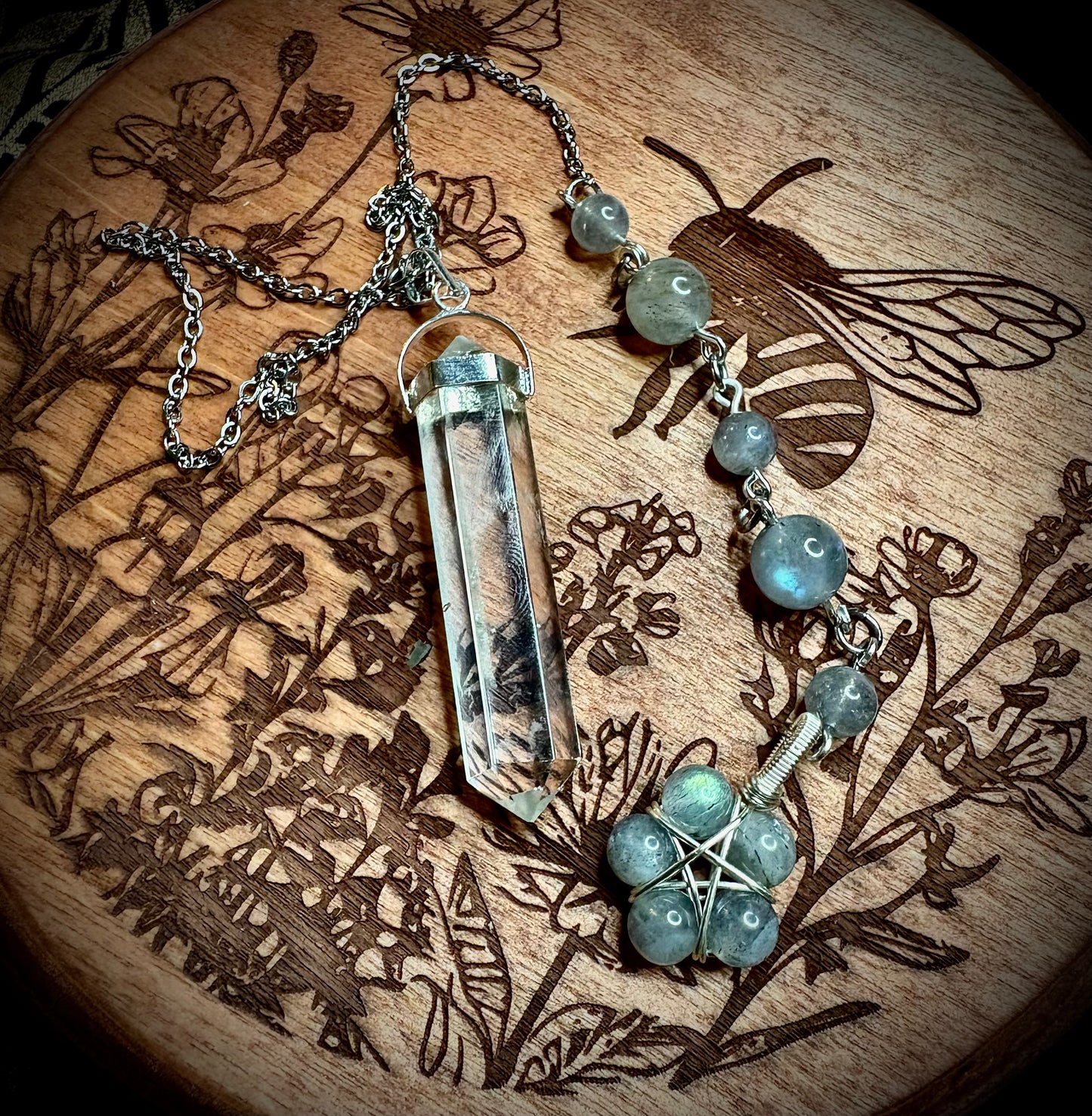 Burnt Raven x Magick Duke Quartz & Labradorite Pendulum