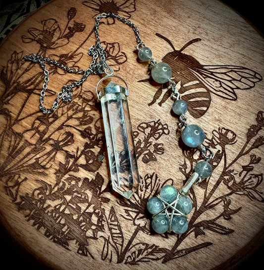 Burnt Raven x Magick Duke Quartz & Labradorite Pendulum
