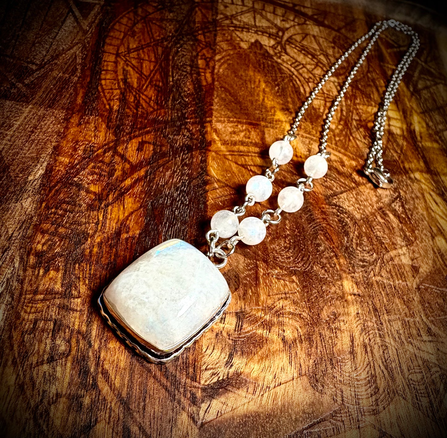 Soft Glow Moonstone Square Necklace