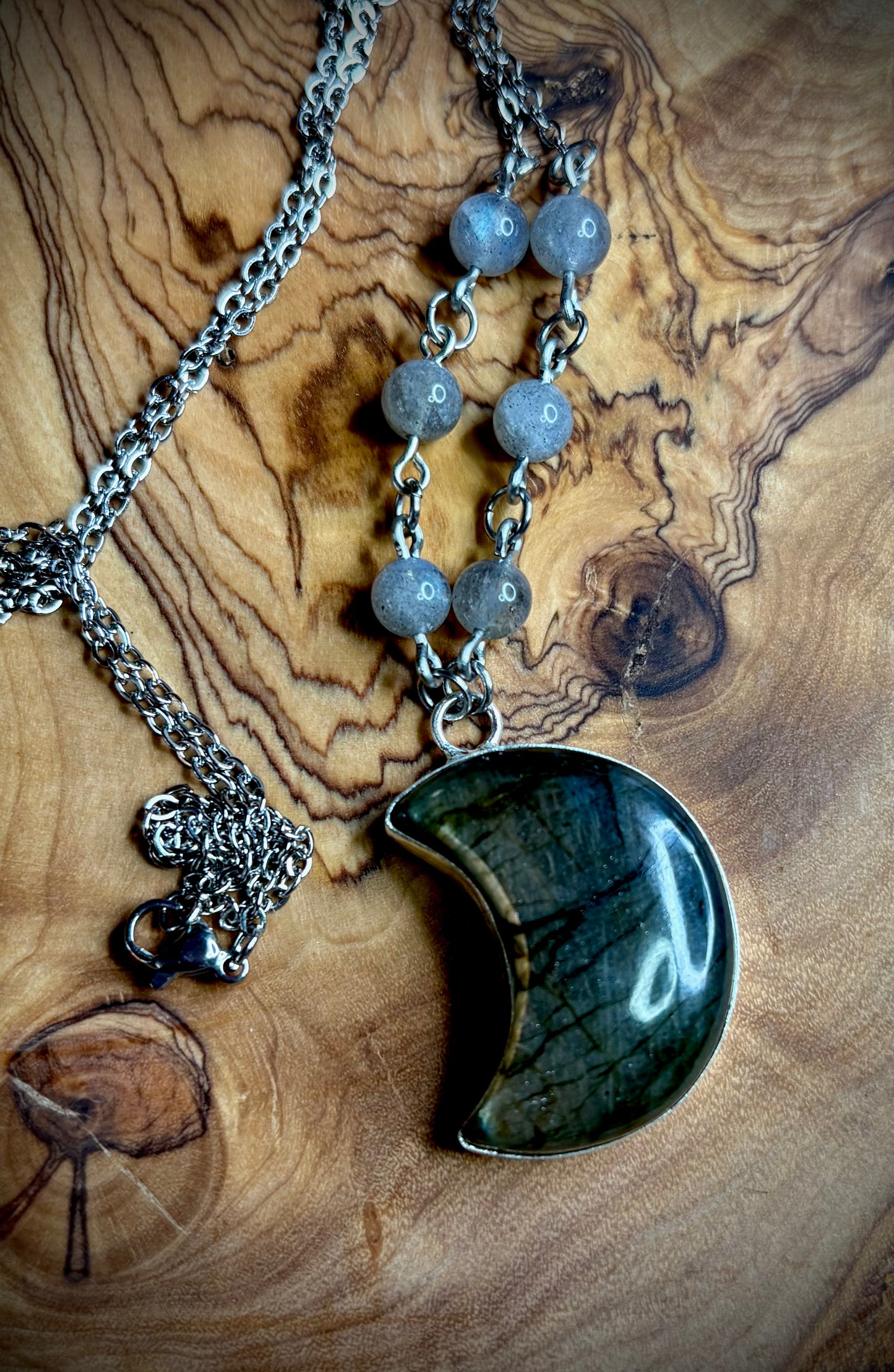 Labradorite Crescent Moon Necklace 3