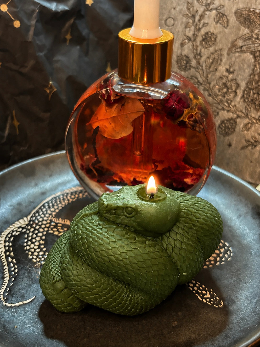Green Serpent Beeswax Candle