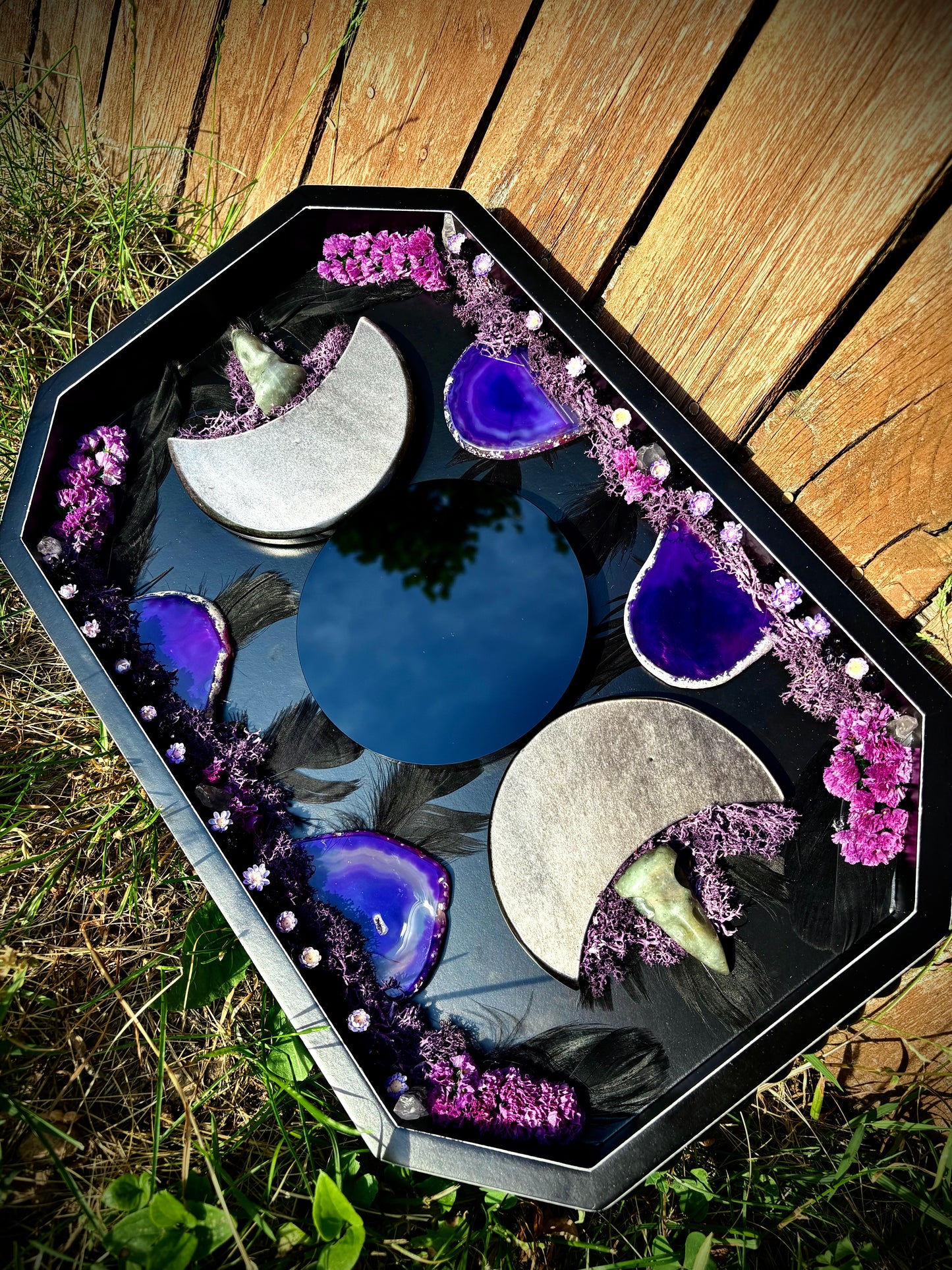 Raven Veil Triple Moon Scrying Mirror