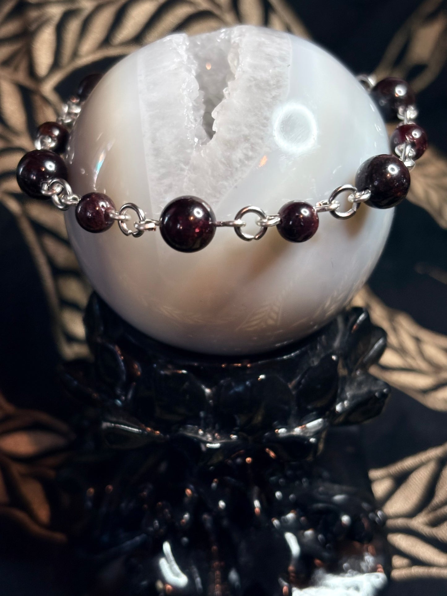 Garnet Bracelet • Stainless Steel • Toggle Clasp