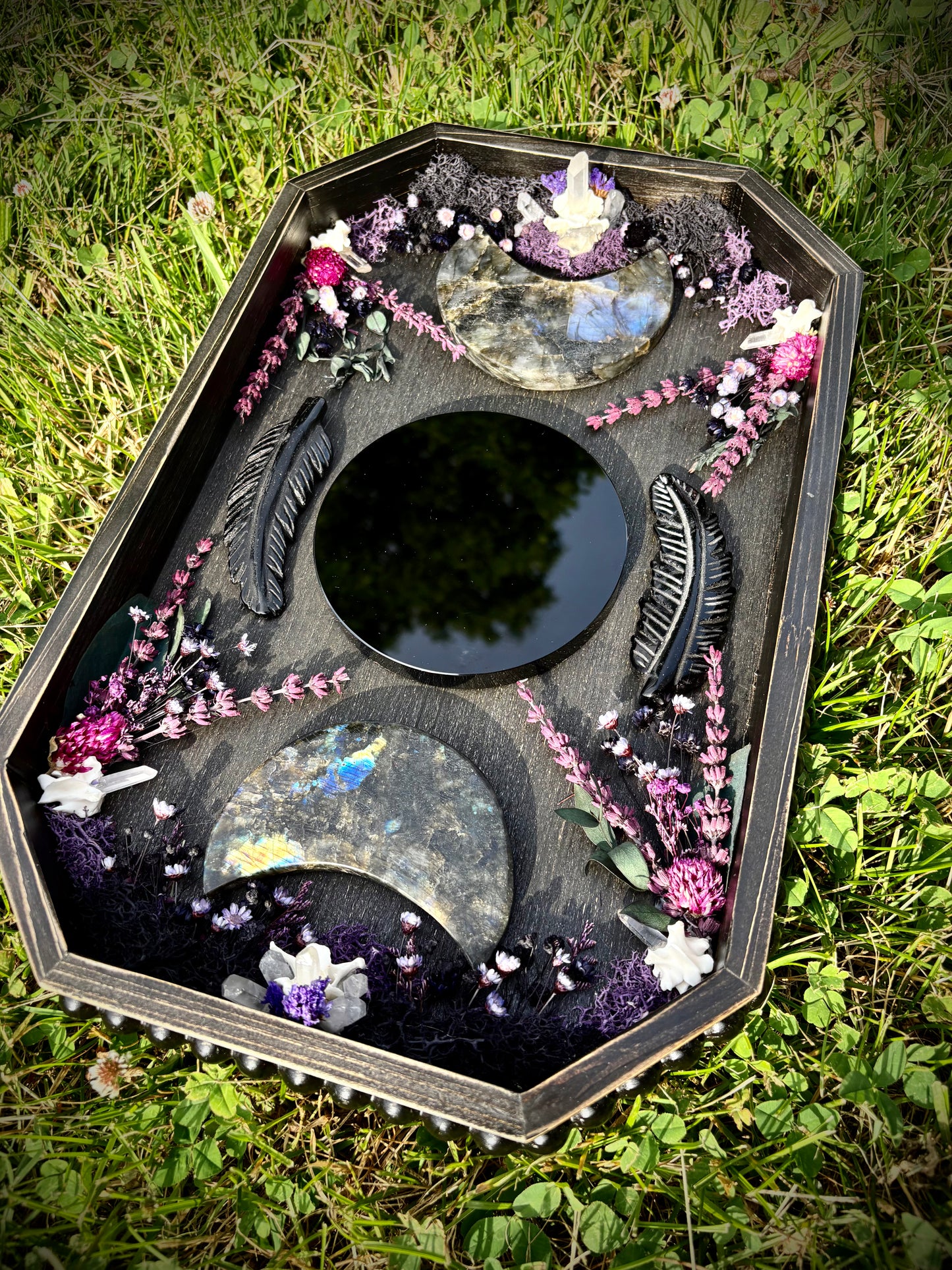 Veil Feather Triple Moon Scrying Mirror