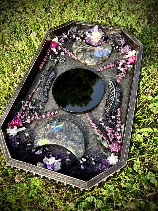 Veil Feather Triple Moon Scrying Mirror