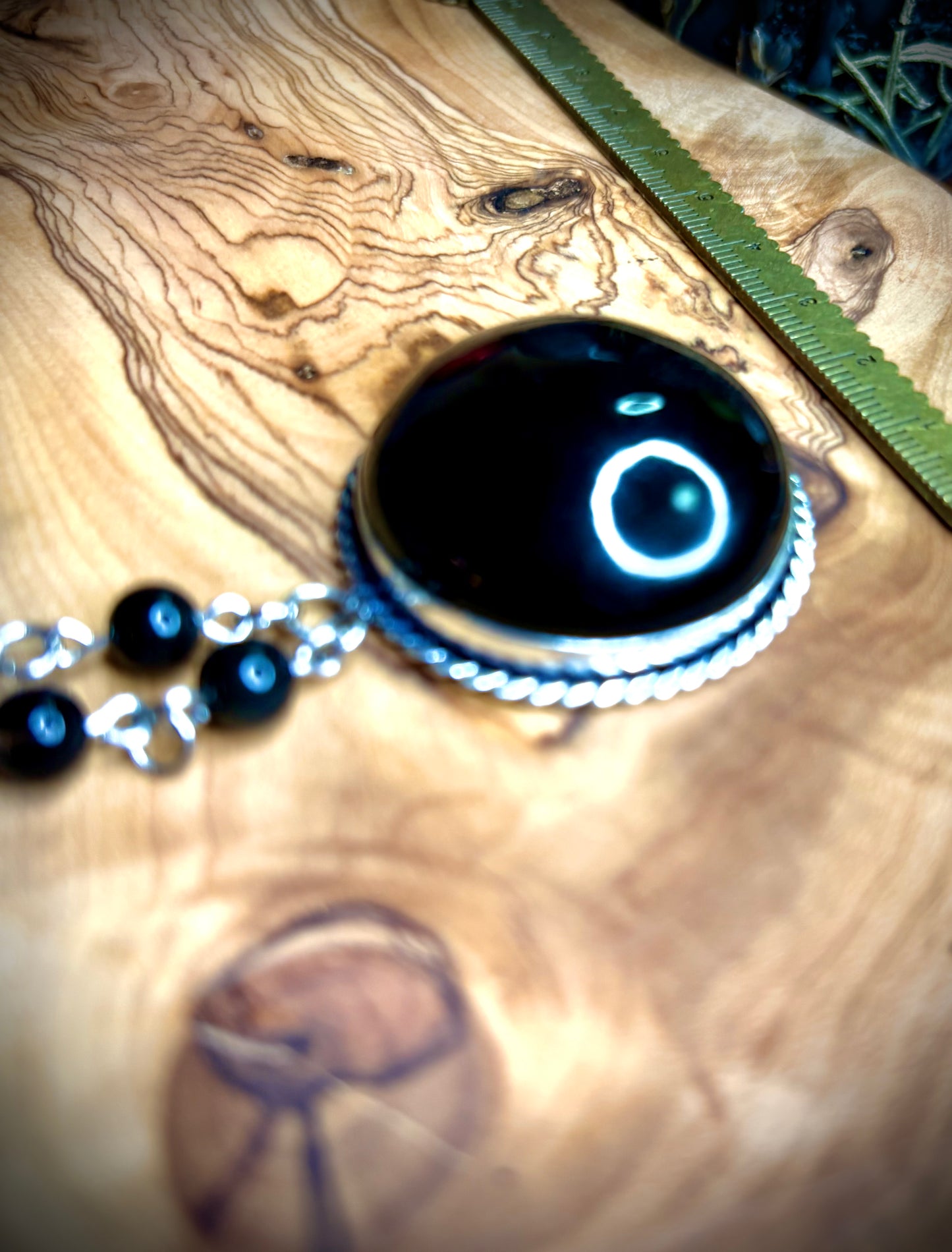 Large Round Rainbow Obsidian Necklace