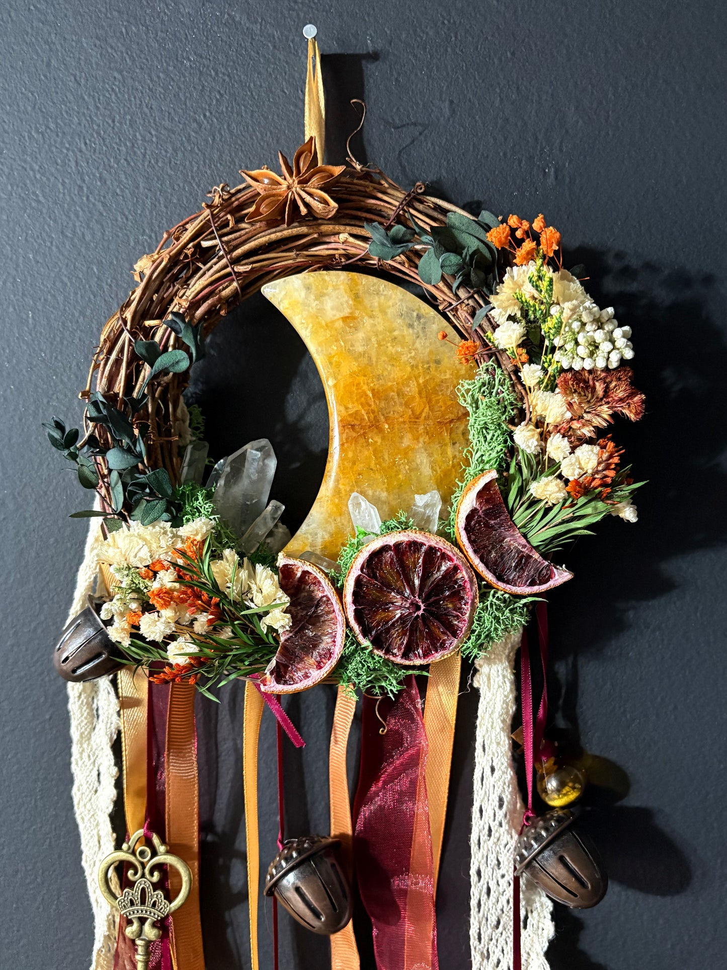 Sunlit Blood Moon Witch Bell Wreath