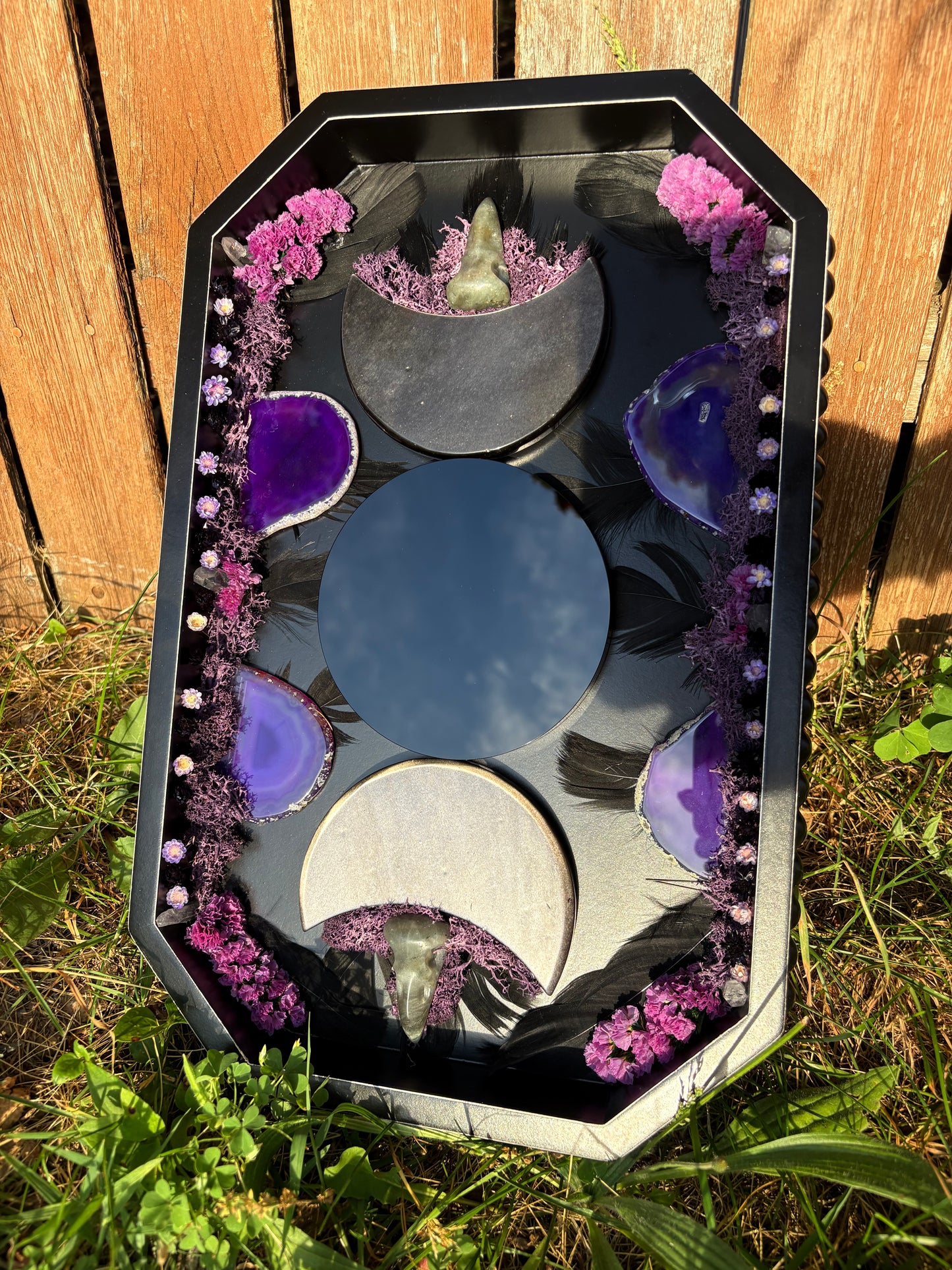 Raven Veil Triple Moon Scrying Mirror