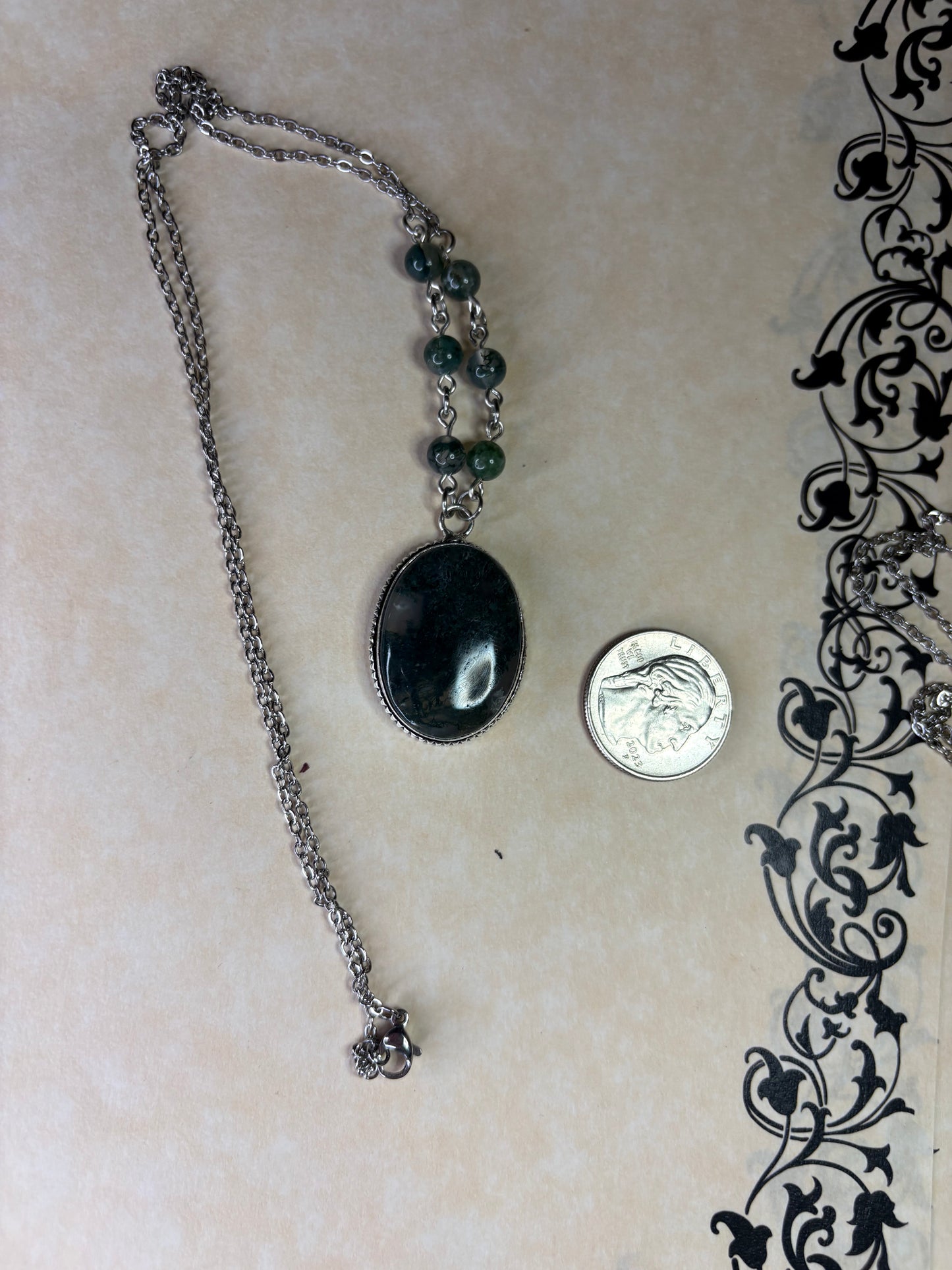 Moss Agate Oval Necklace
