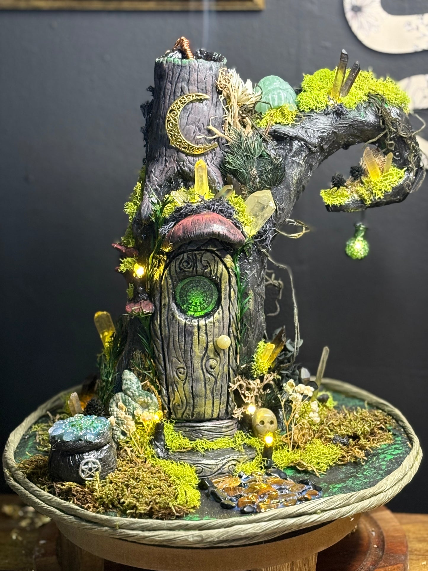 Unique light up cone incense burning witches hat