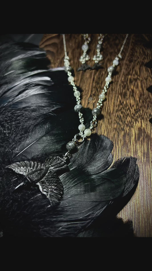 PRE-ORDER — Morrígan Raven Necklace only Hand-Looped Stainless Steel